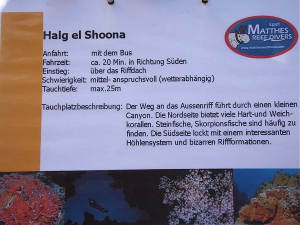 Tauchplatzkarte Halg el Shoona