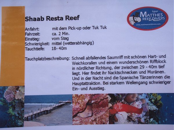 Tauchplatzkarte Shaab Resta Reef